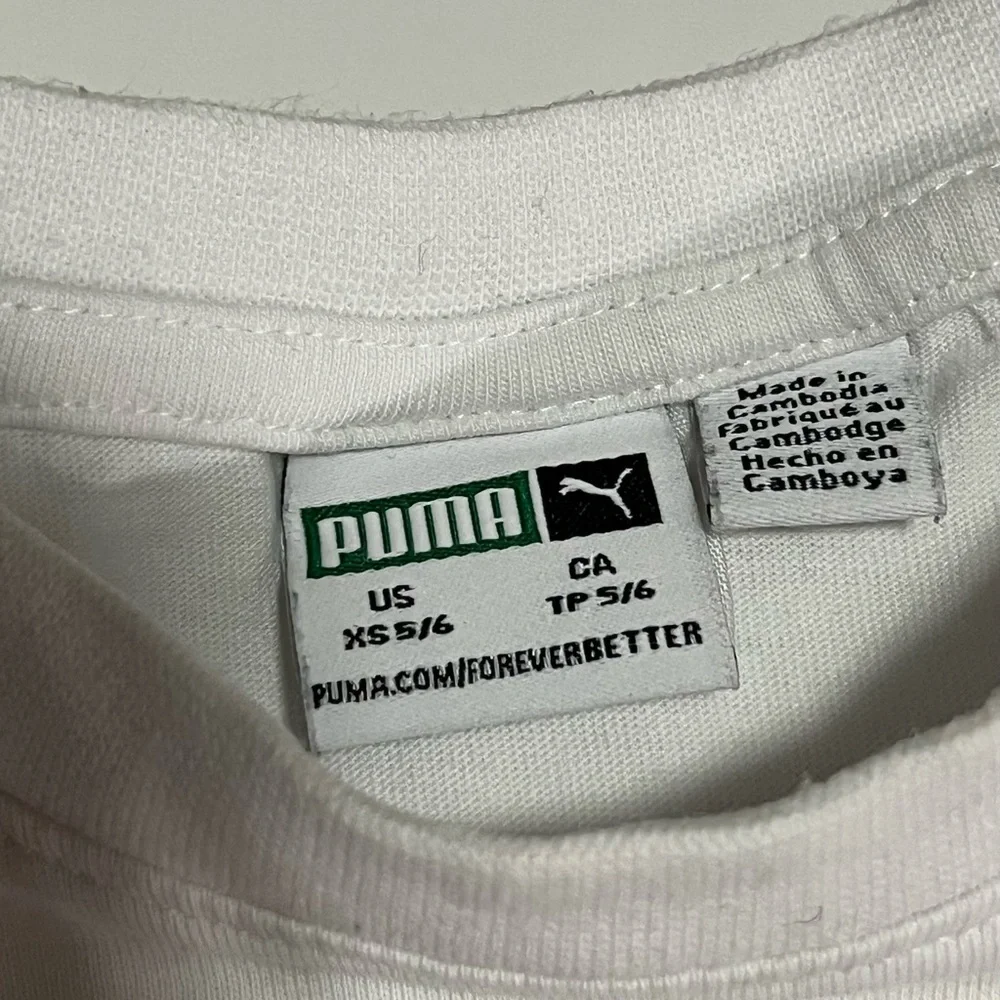 Puma Boys Athletic Set XS 5/6 Blue Shorts White Logo T-Shirt Activewear - Picture 6 of 11